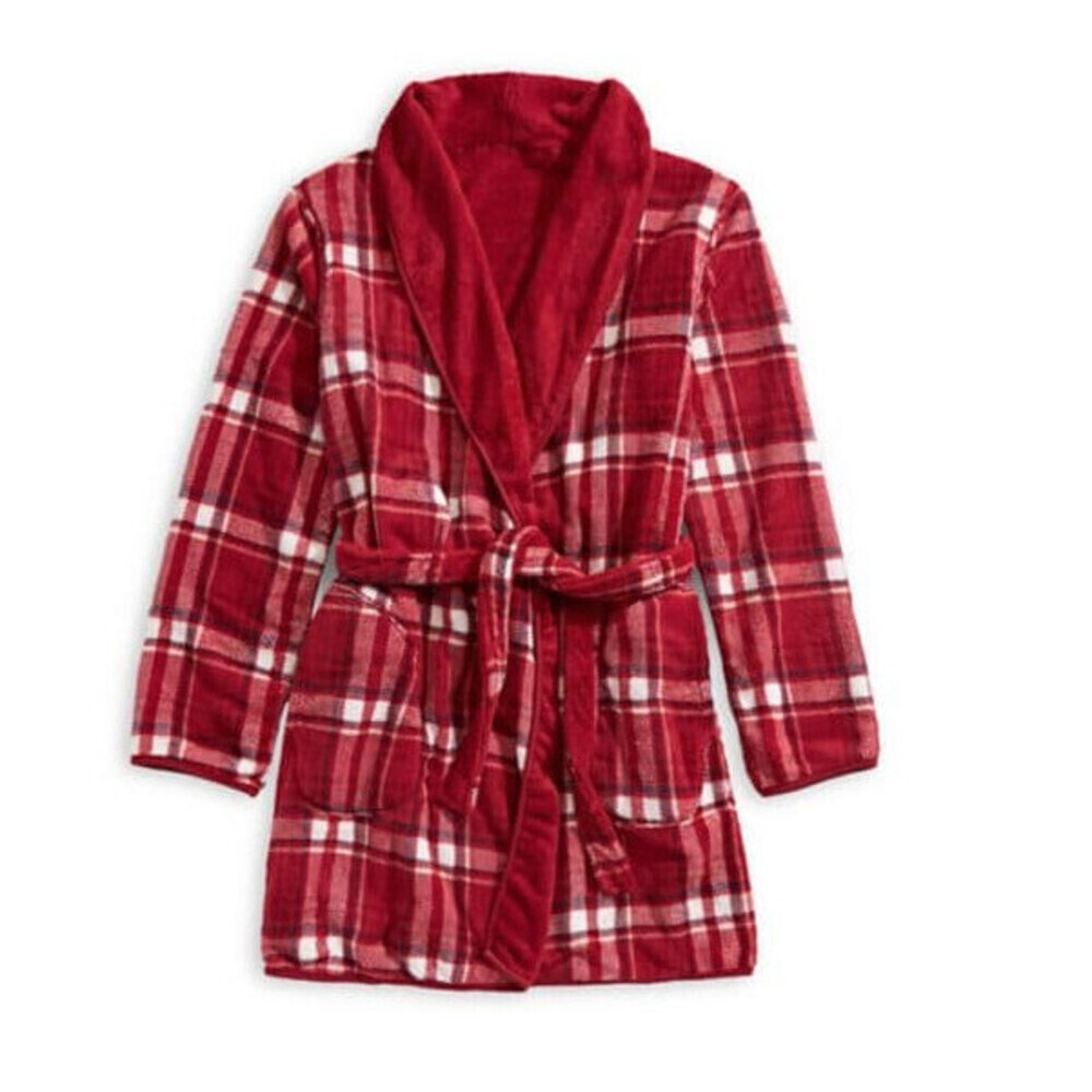 Martha Stewart Reversible Plush Robe In Grey One Size - Picture 3 of 4
